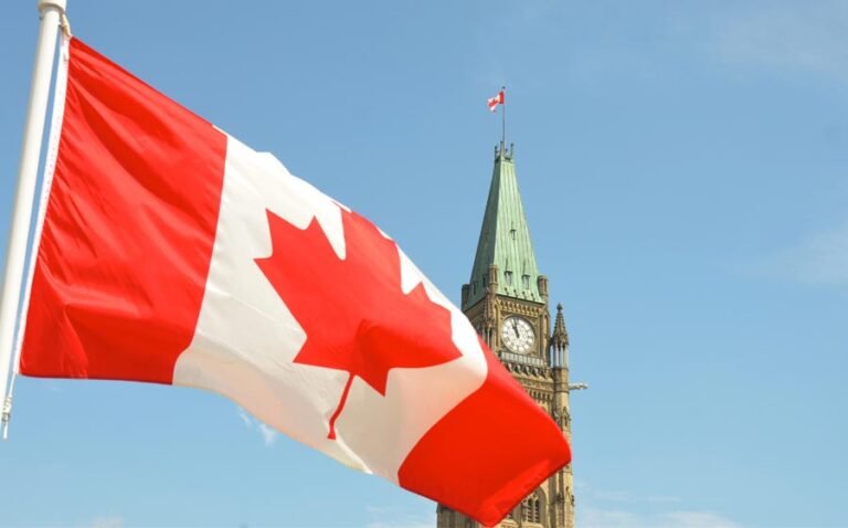 The Canadian flag and the Peace Tower, Ottawa
